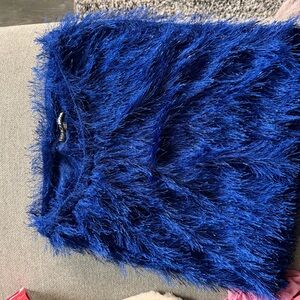 Fashion Nova Blue Feathered Skirt